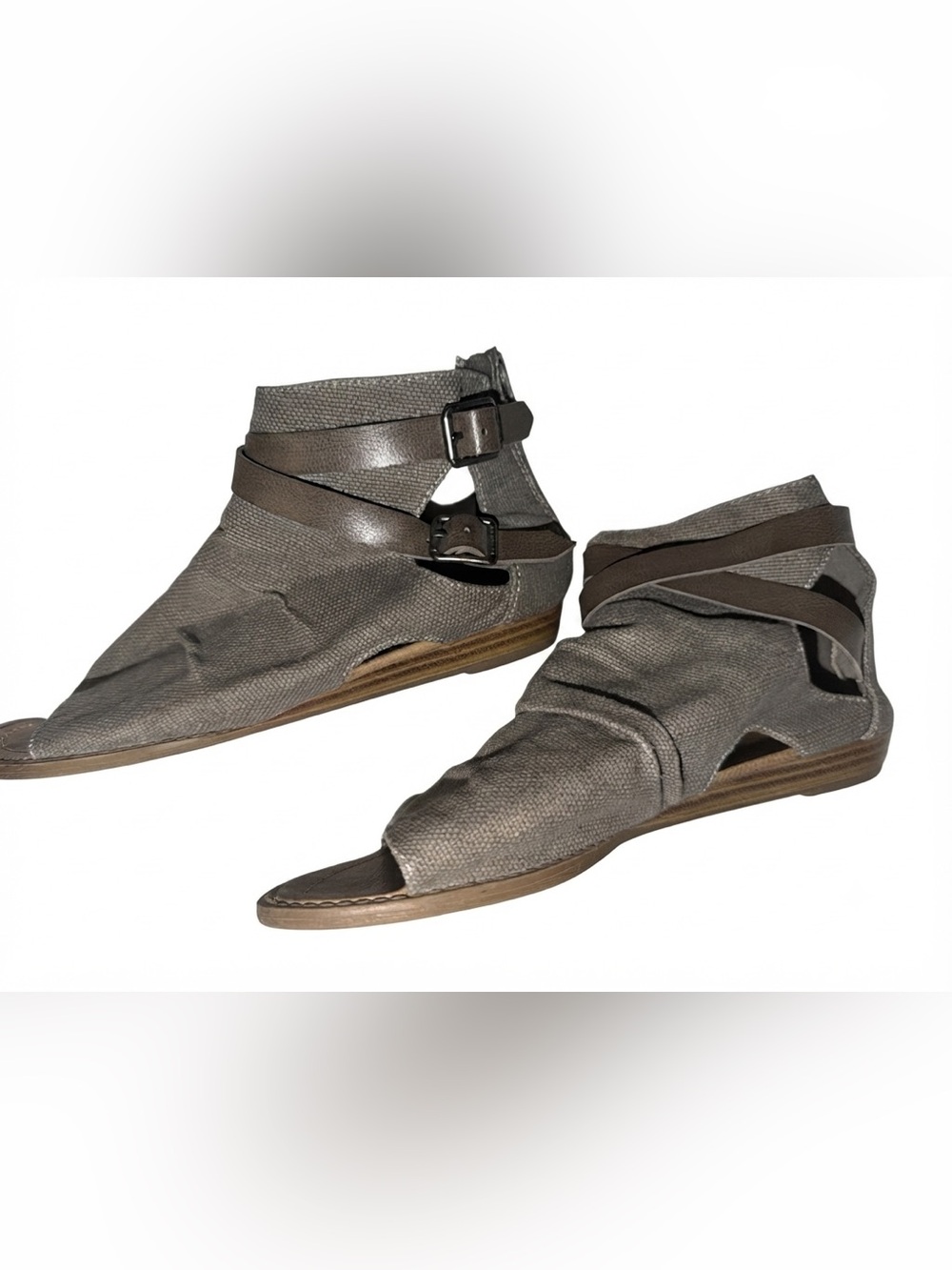 Blowfish Gray Wrap-Strap Open-Toe Ankle Sandals